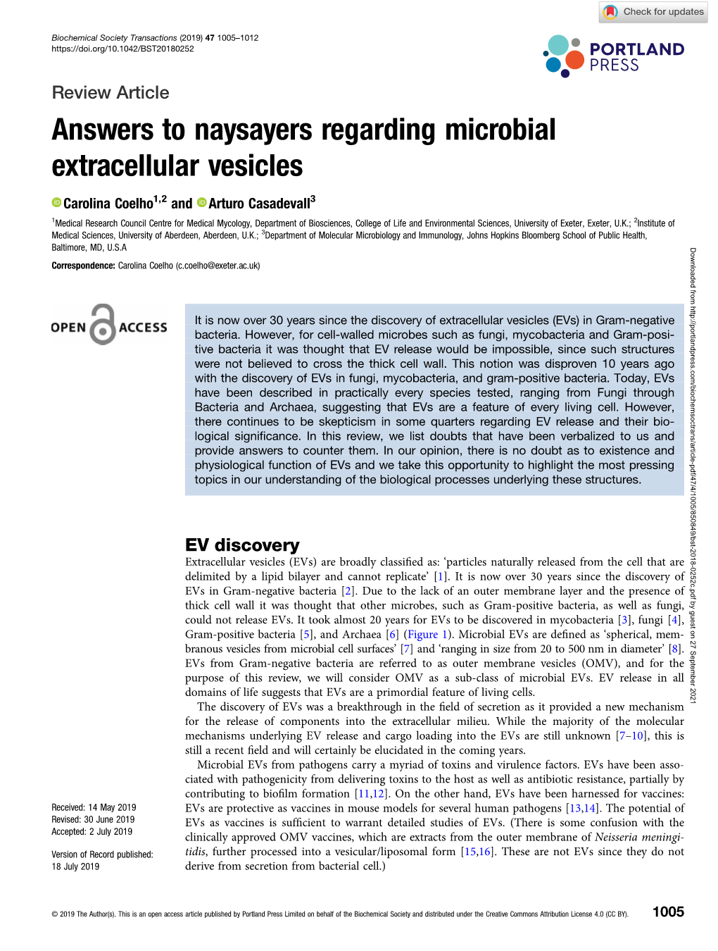 Answers to Naysayers Regarding Microbial Extracellular Vesicles