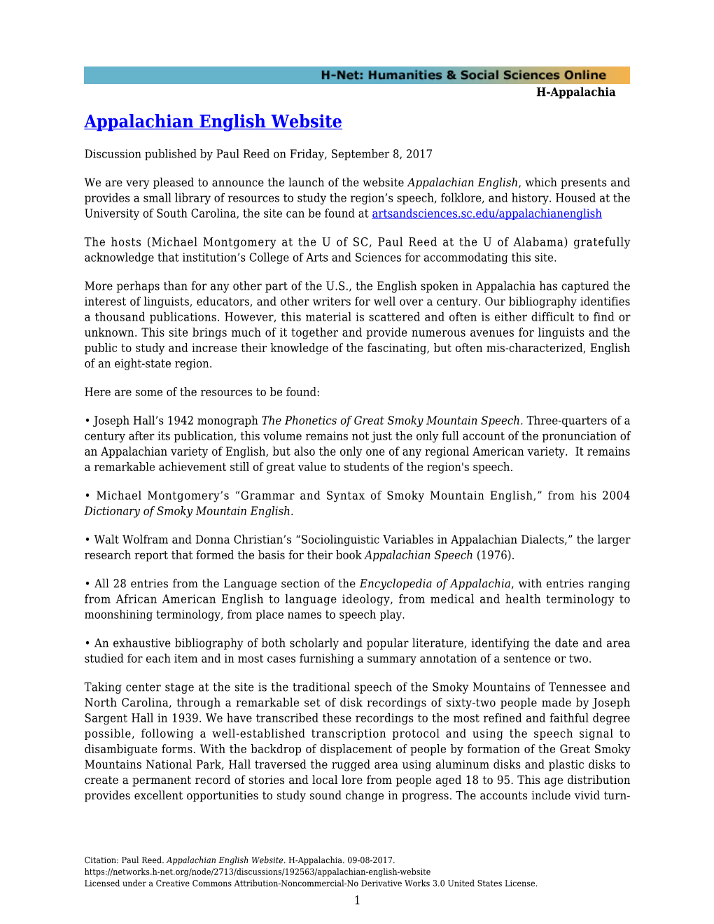 Appalachian English Website