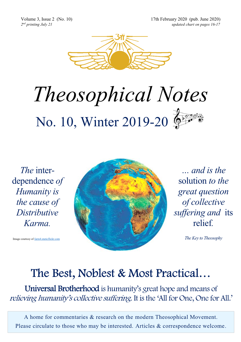 Theosophical Notes No. 10 Winter 2019-20