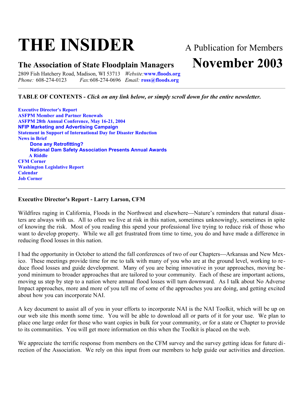 THE INSIDER a Publication for Members