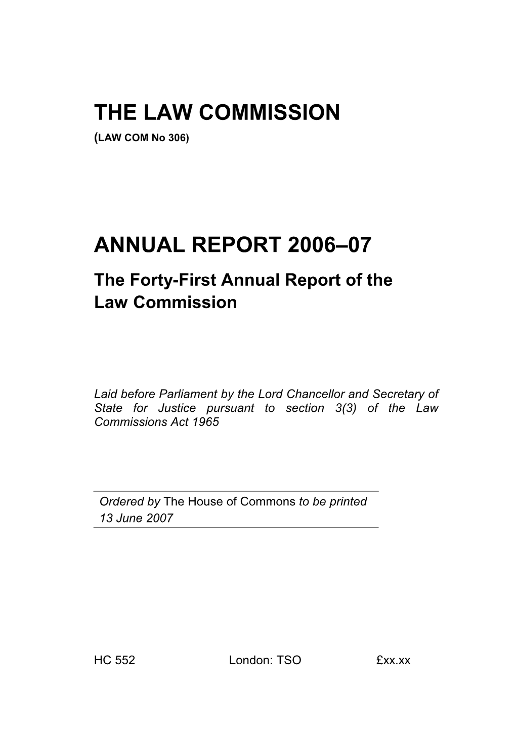 The Law Commission Annual Report 2006–07