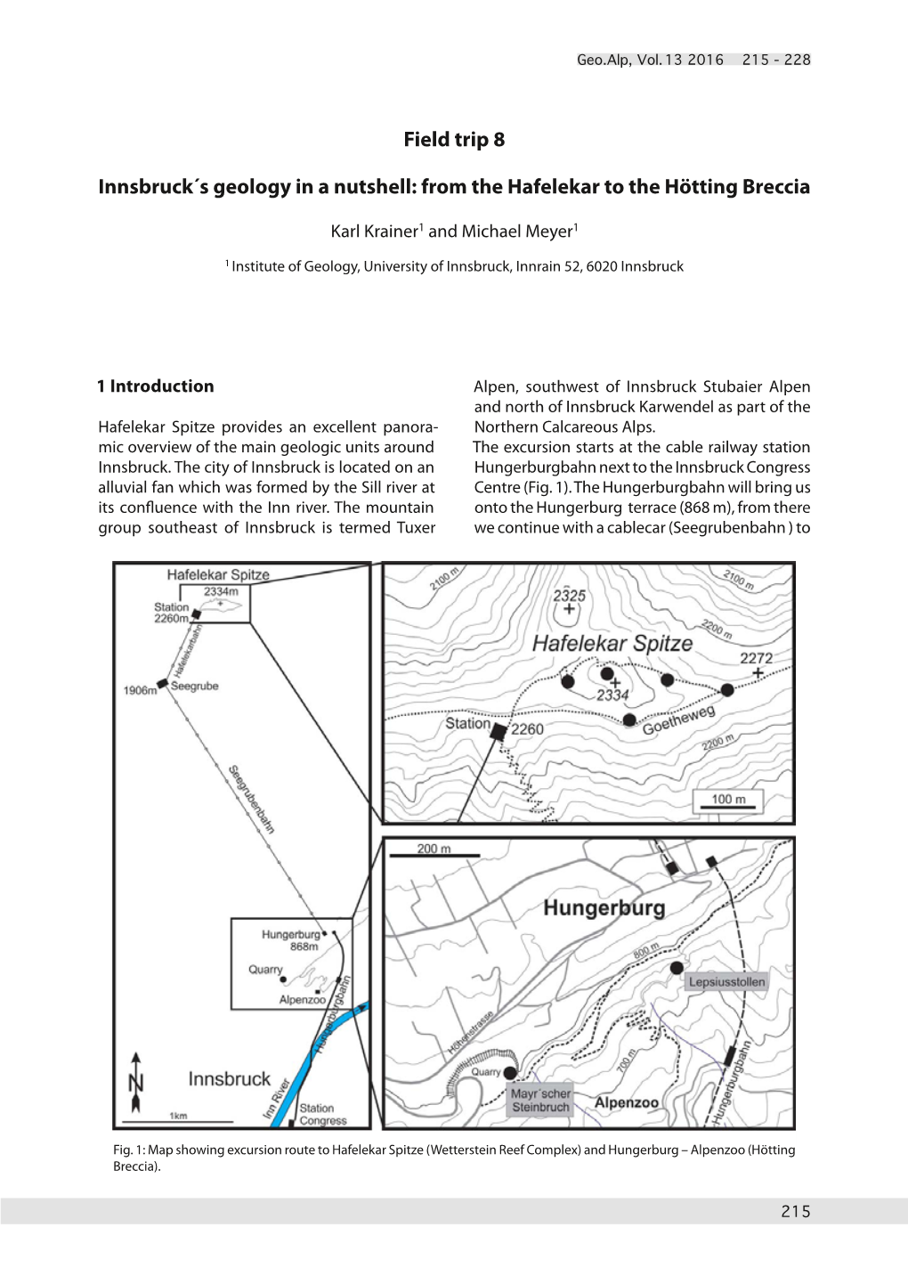 Field Trip 8 Innsbruck´S Geology in a Nutshell