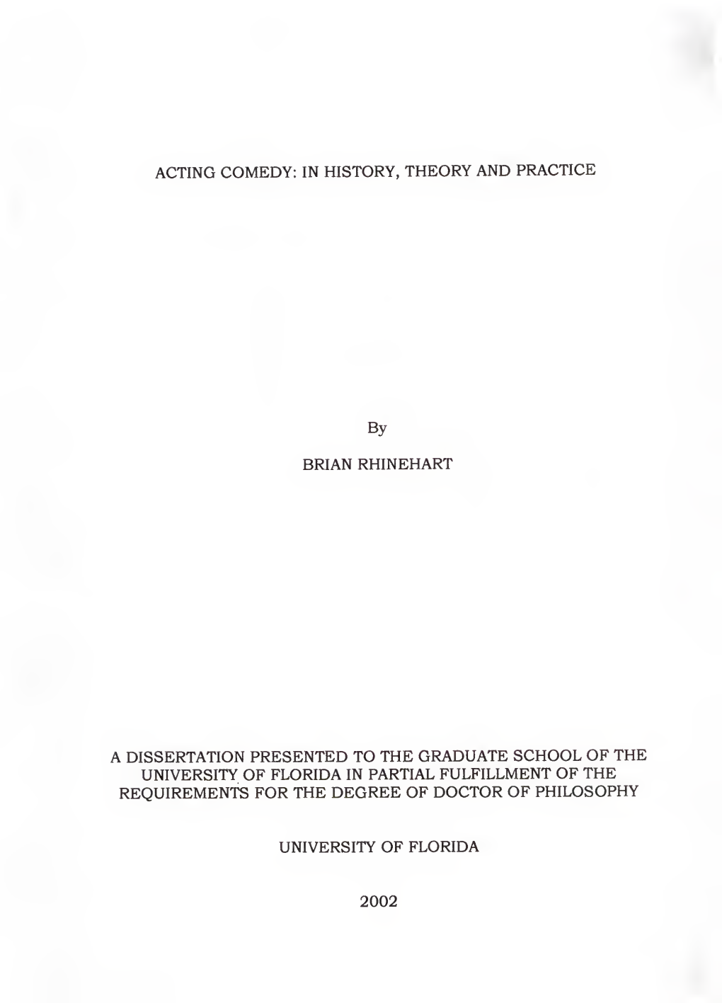 Acting Comedy: in History, Theory and Practice