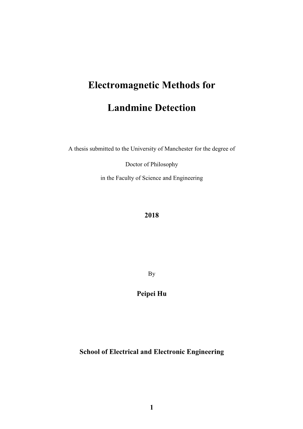 Electromagnetic Methods for Landmine Detection