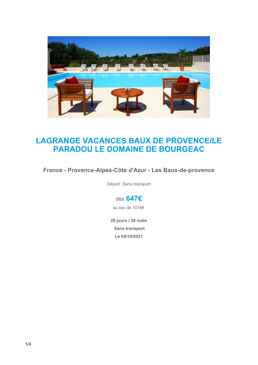 PDF Faure Tourisme Location LAGRANGE VACANCES BAUX DE