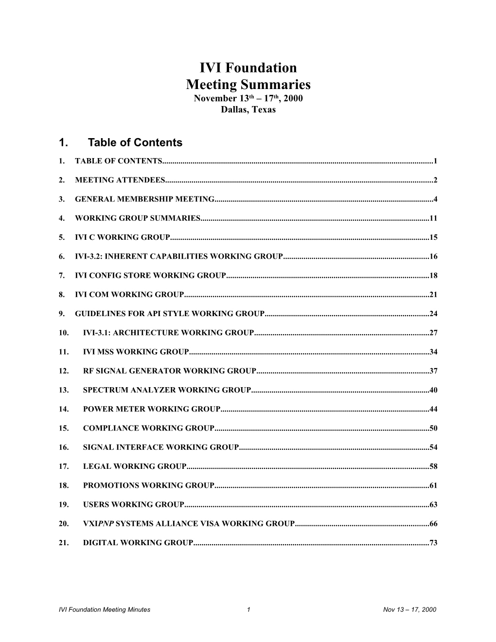 Meeting Summaries s1