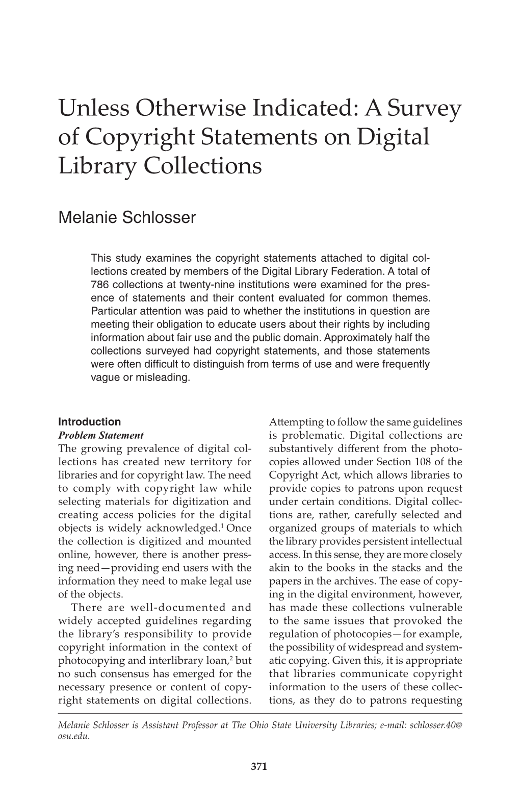 A Survey of Copyright Statements on Digital Library Collections