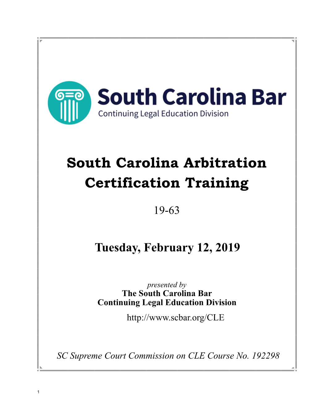 South Carolina Arbitration Certification Training