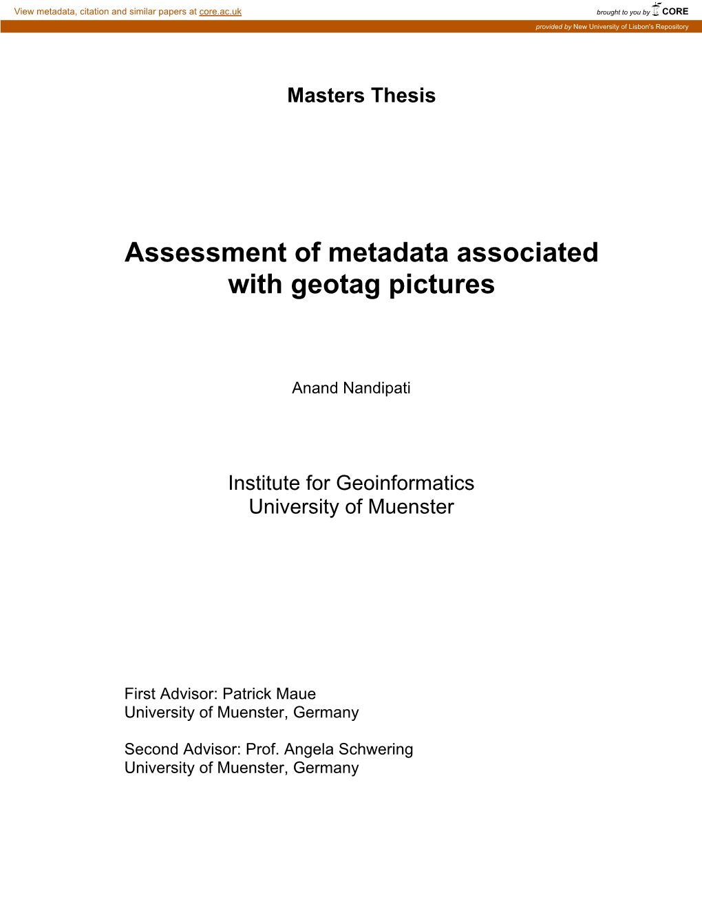 Assessment of Metadata Associated with Geotag Pictures