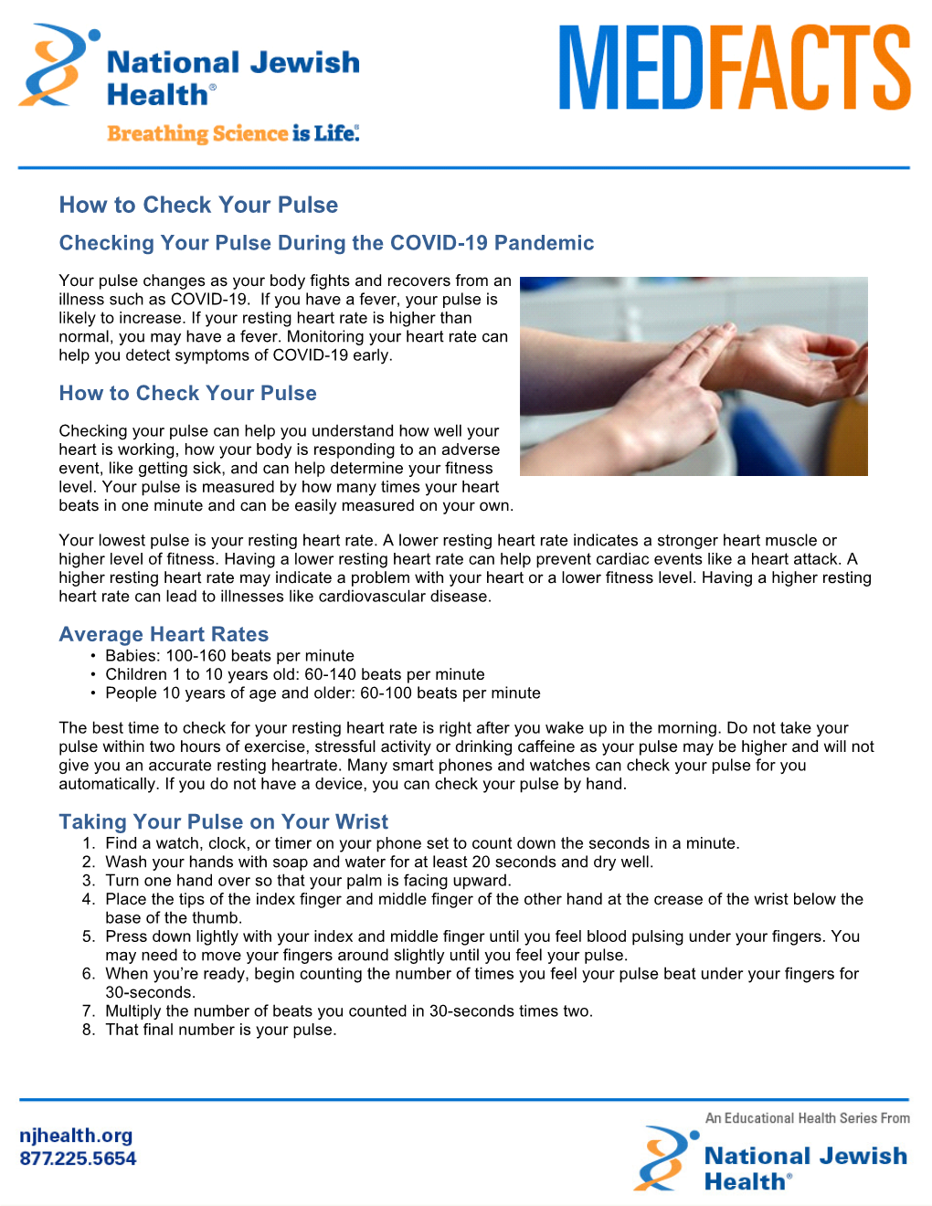 How to Check Your Pulse Checking Your Pulse During the COVID-19 Pandemic