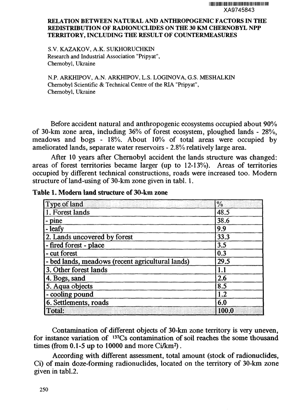 Before Accident Natural and Anthropogenic Ecosystems