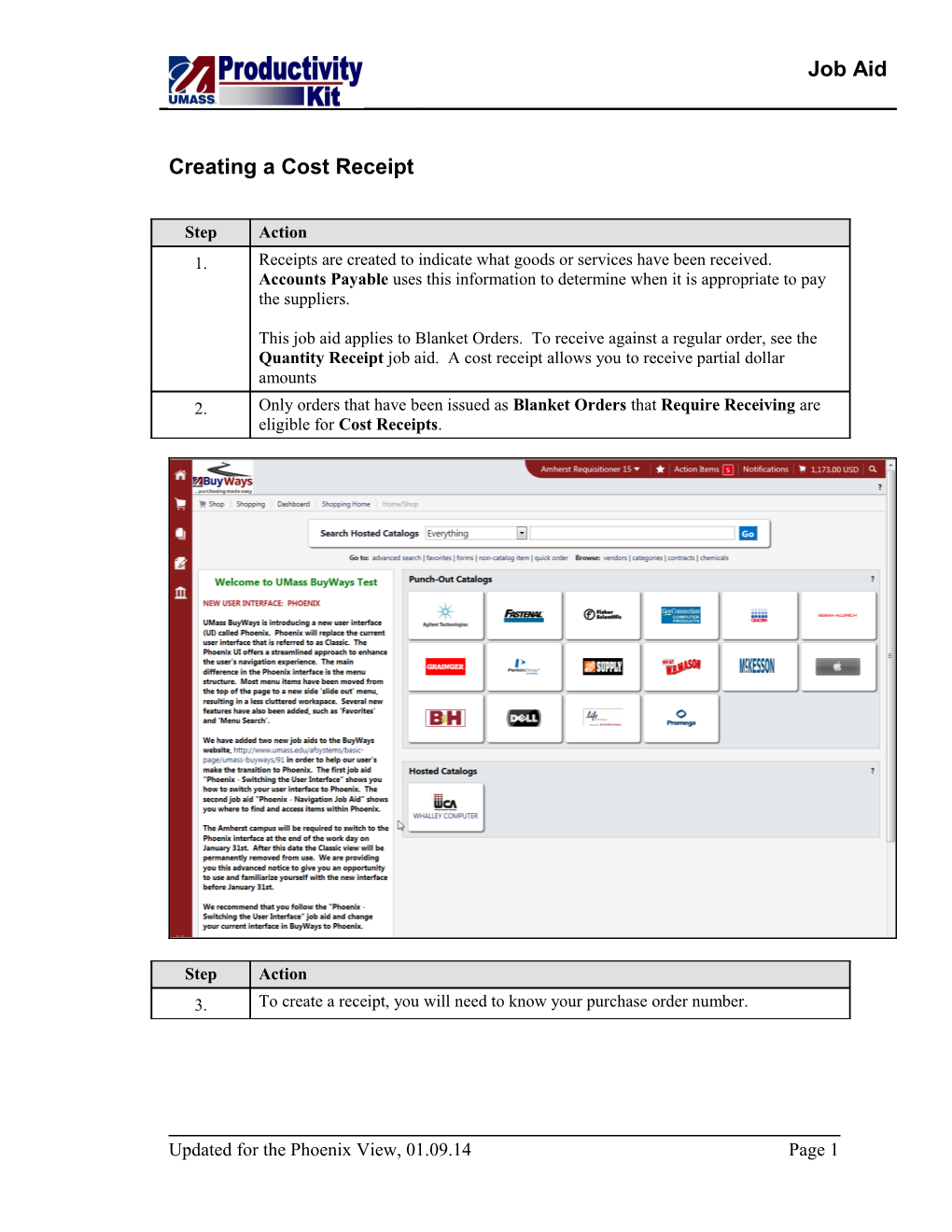 Creating a Cost Receipt