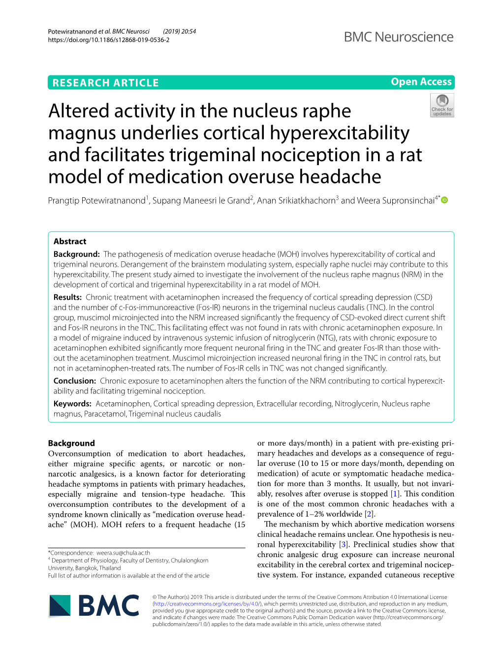 Altered Activity in the Nucleus Raphe Magnus Underlies Cortical Hyperexcitability and Facilitates Trigeminal Nociception in a Ra