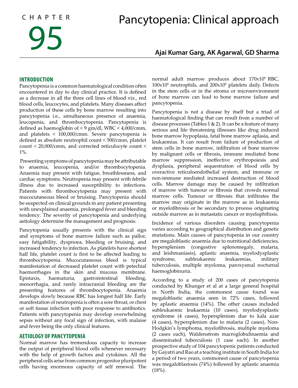 Pancytopenia: Clinical Approach