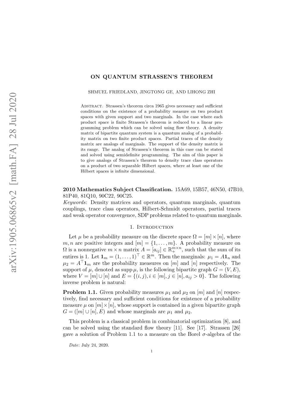 Arxiv:1905.06865V2 [Math.FA]