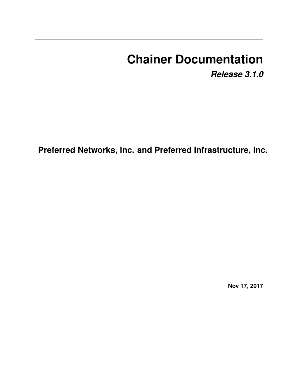 Chainer Documentation Release 3.1.0