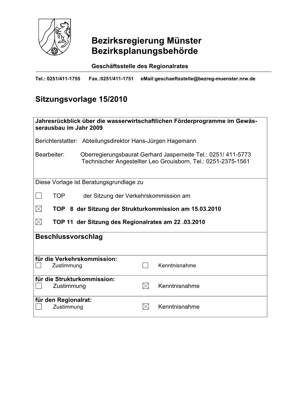 Bezirksregierung Münster Bezirksplanungsbehörde