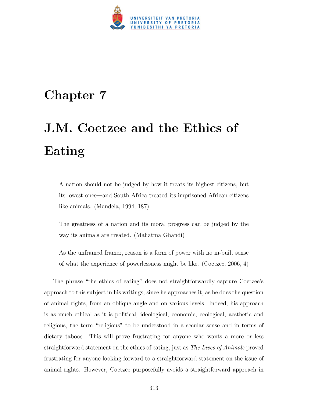 Chapter 7 J.M. Coetzee and the Ethics of Eating