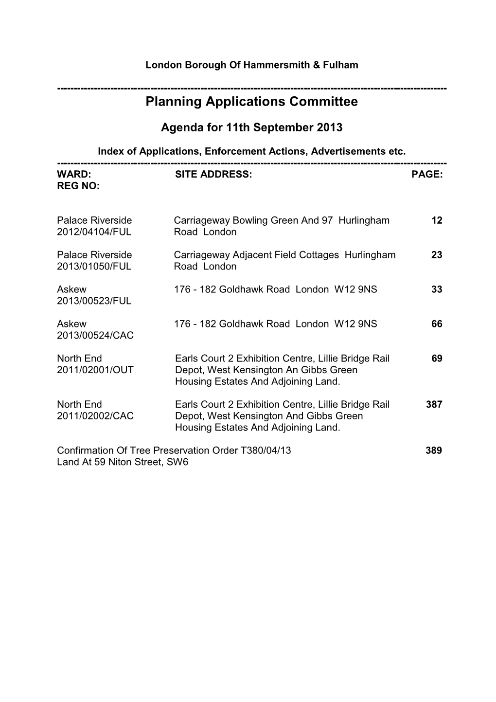 Final Agenda for 11Th September 2013