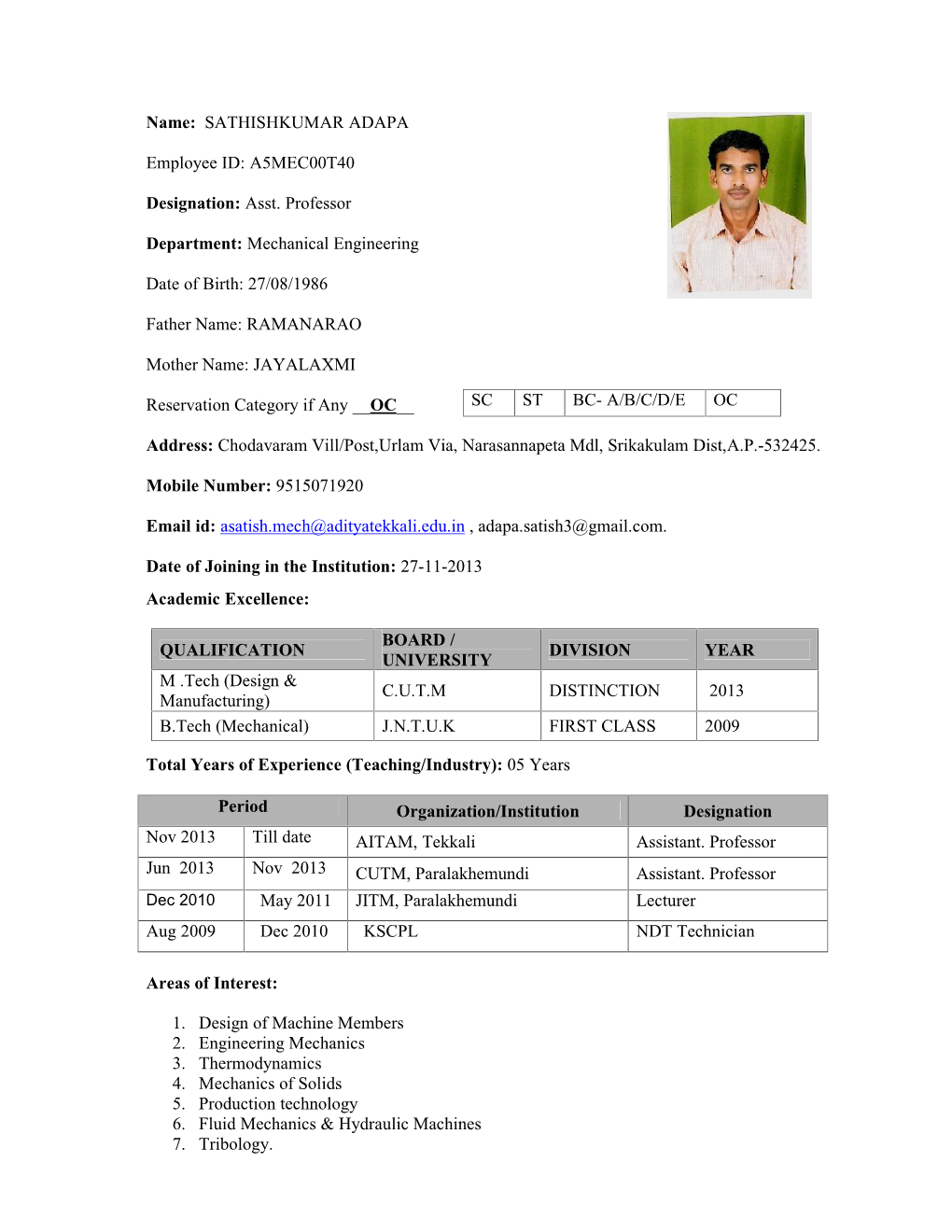 SATHISHKUMAR ADAPA Employee ID