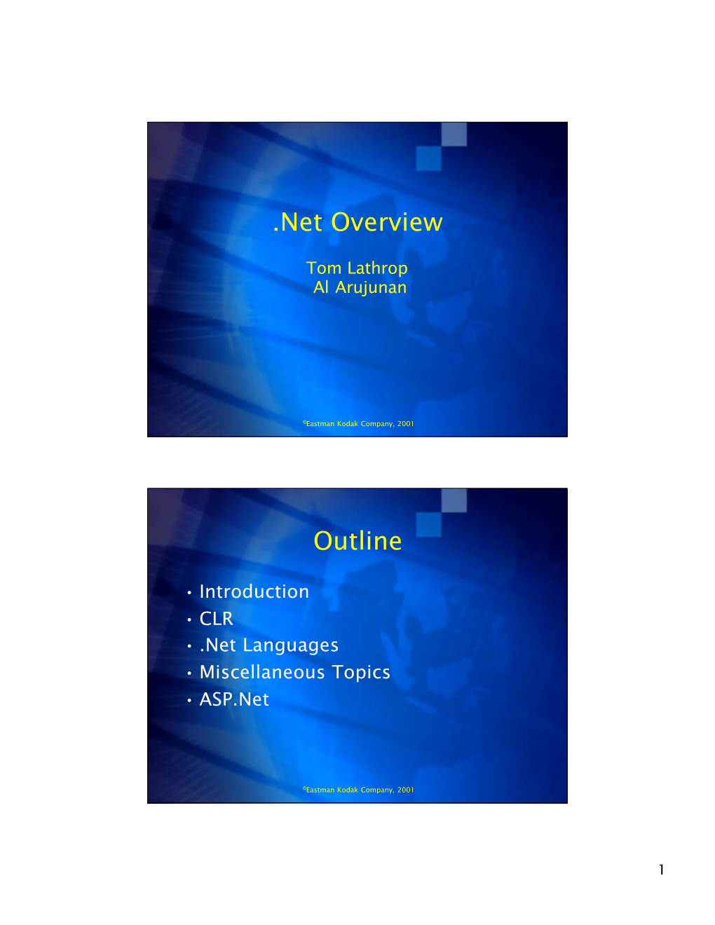 Net Overview Outline