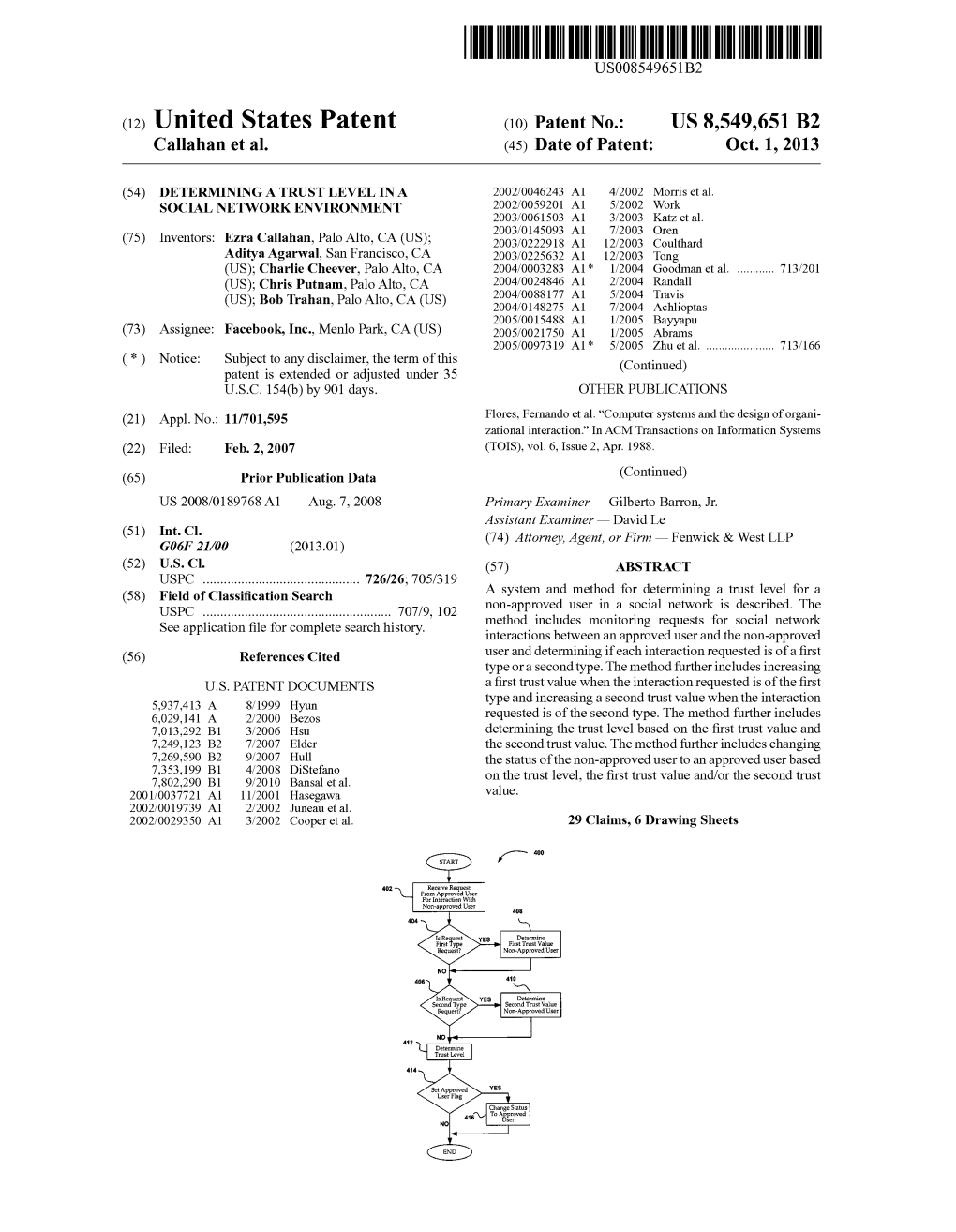 (12) United States Patent (10) Patent No.: US 8,549,651 B2 Callahan Et Al