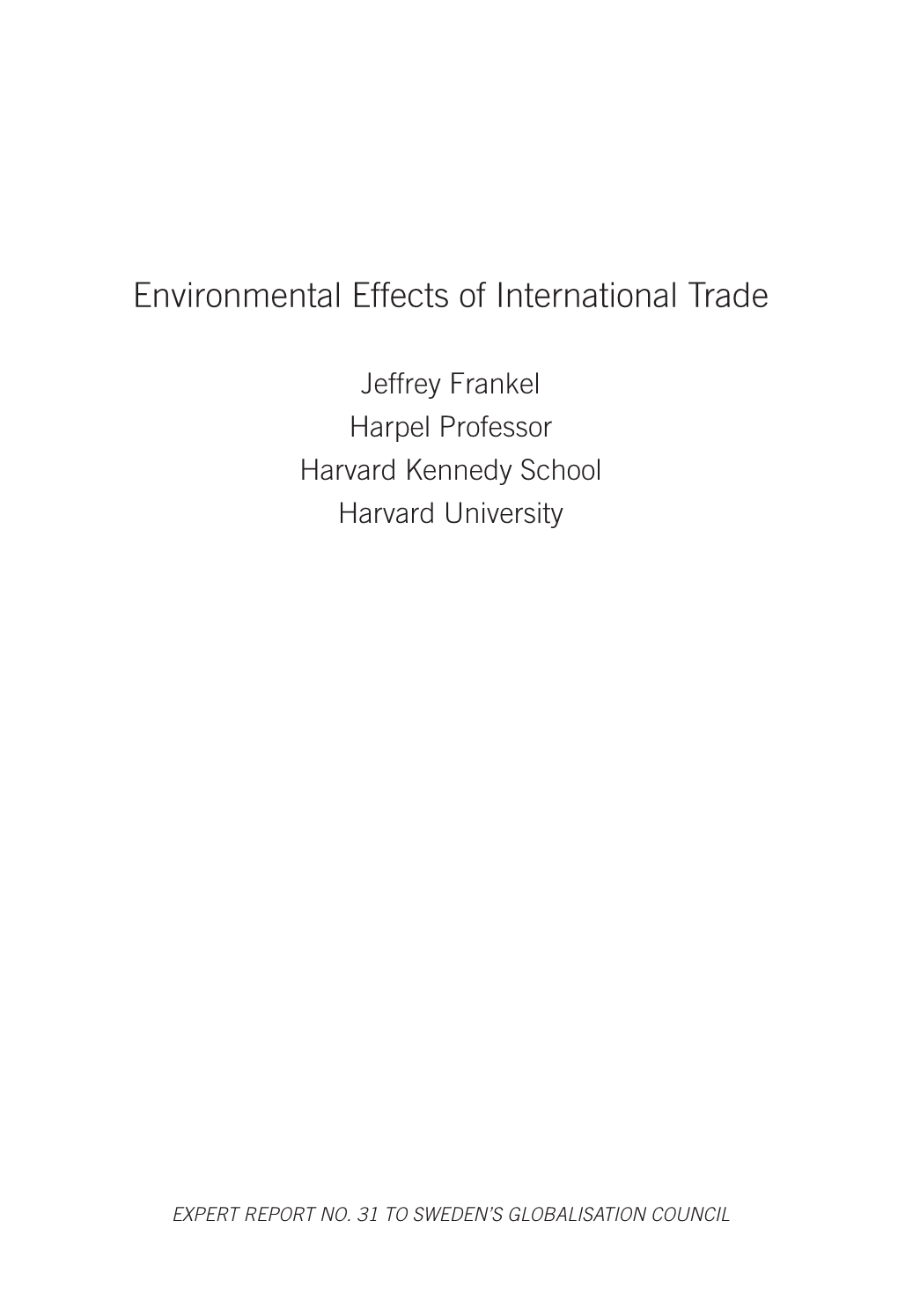 Environmental Effects of International Trade