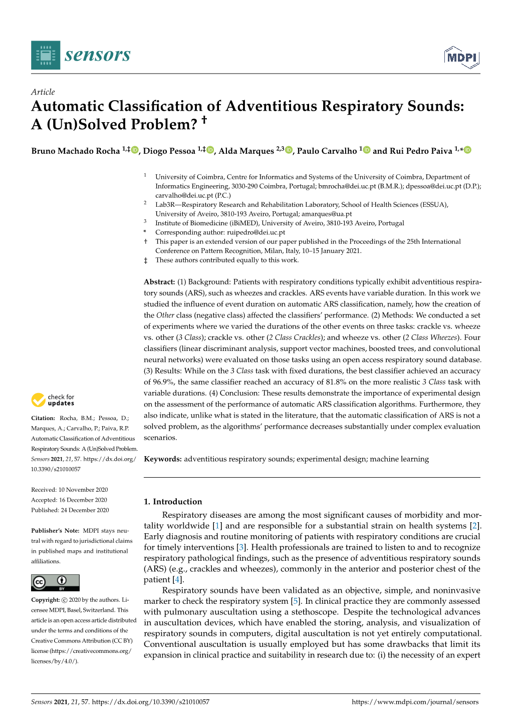 Automatic Classification of Adventitious Respiratory Sounds: a (Un)Solved Problem?