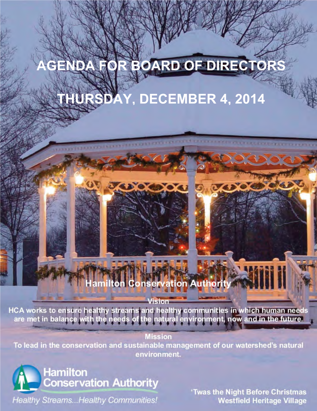 Thursday, December 4, 2014 Agenda for Board Of