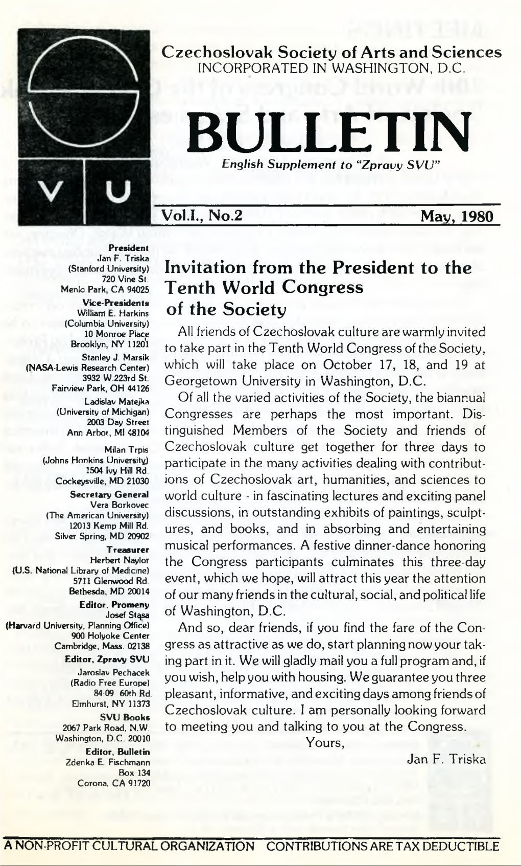 BULLETIN English Supplement to “Zpravy SVU”