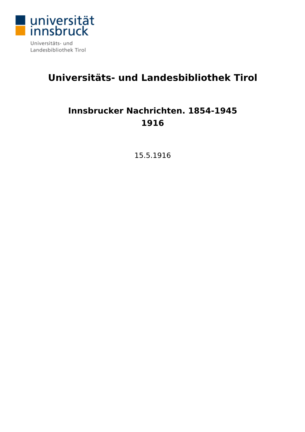 Universitäts- Und Landesbibliothek Tirol