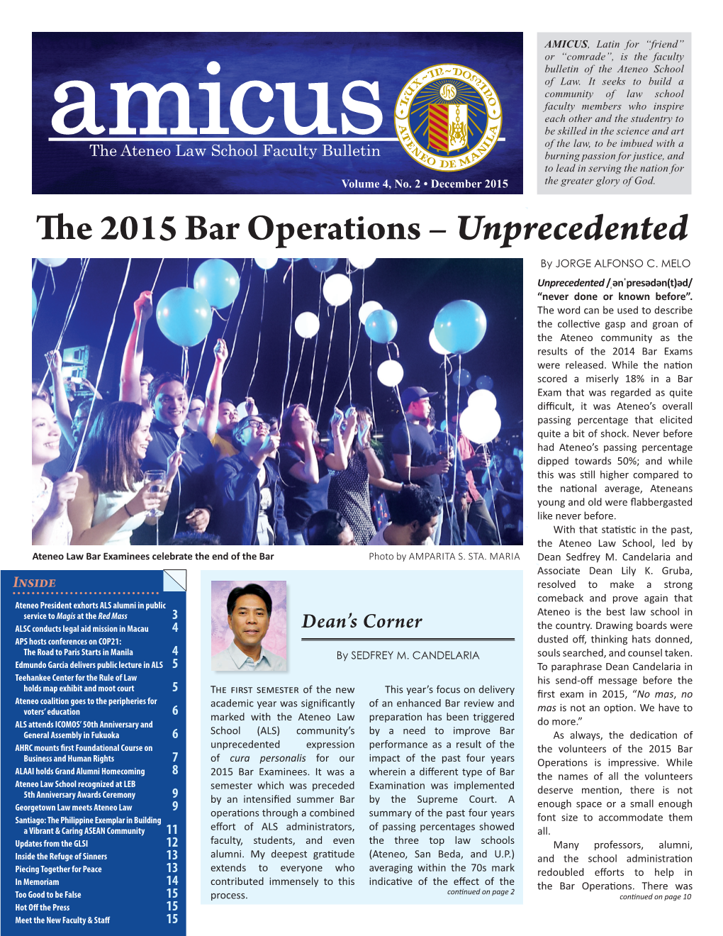 The 2015 Bar Operations – Unprecedented by JORGE ALFONSO C