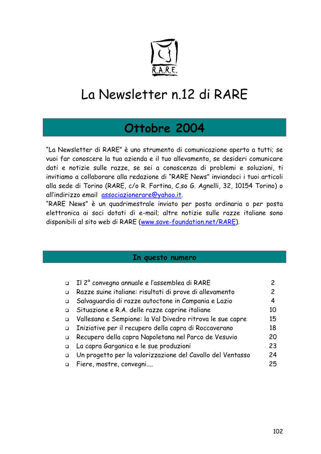 La Newsletter N.12 Di RARE