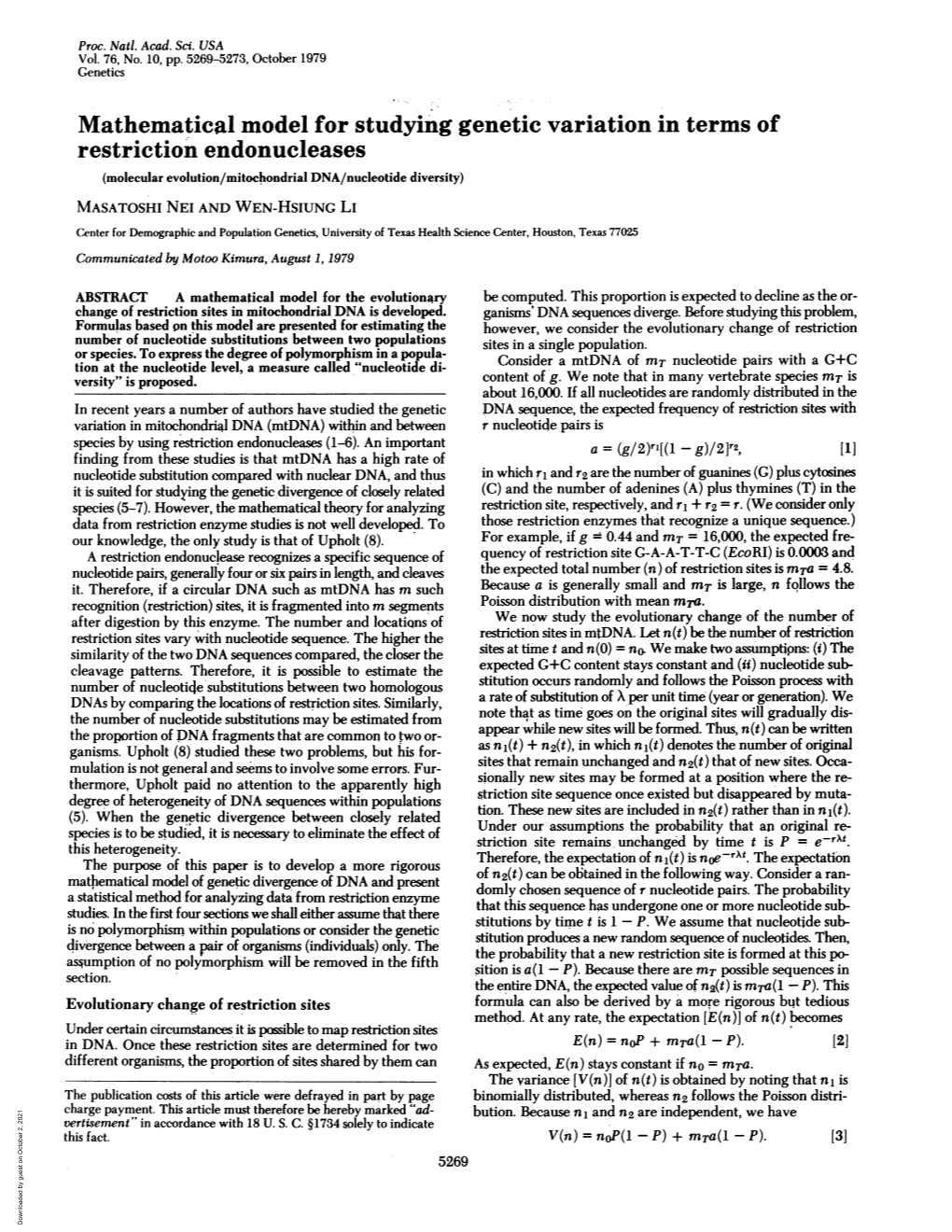 Mathematical Model for Studying Genetic Variation in Term