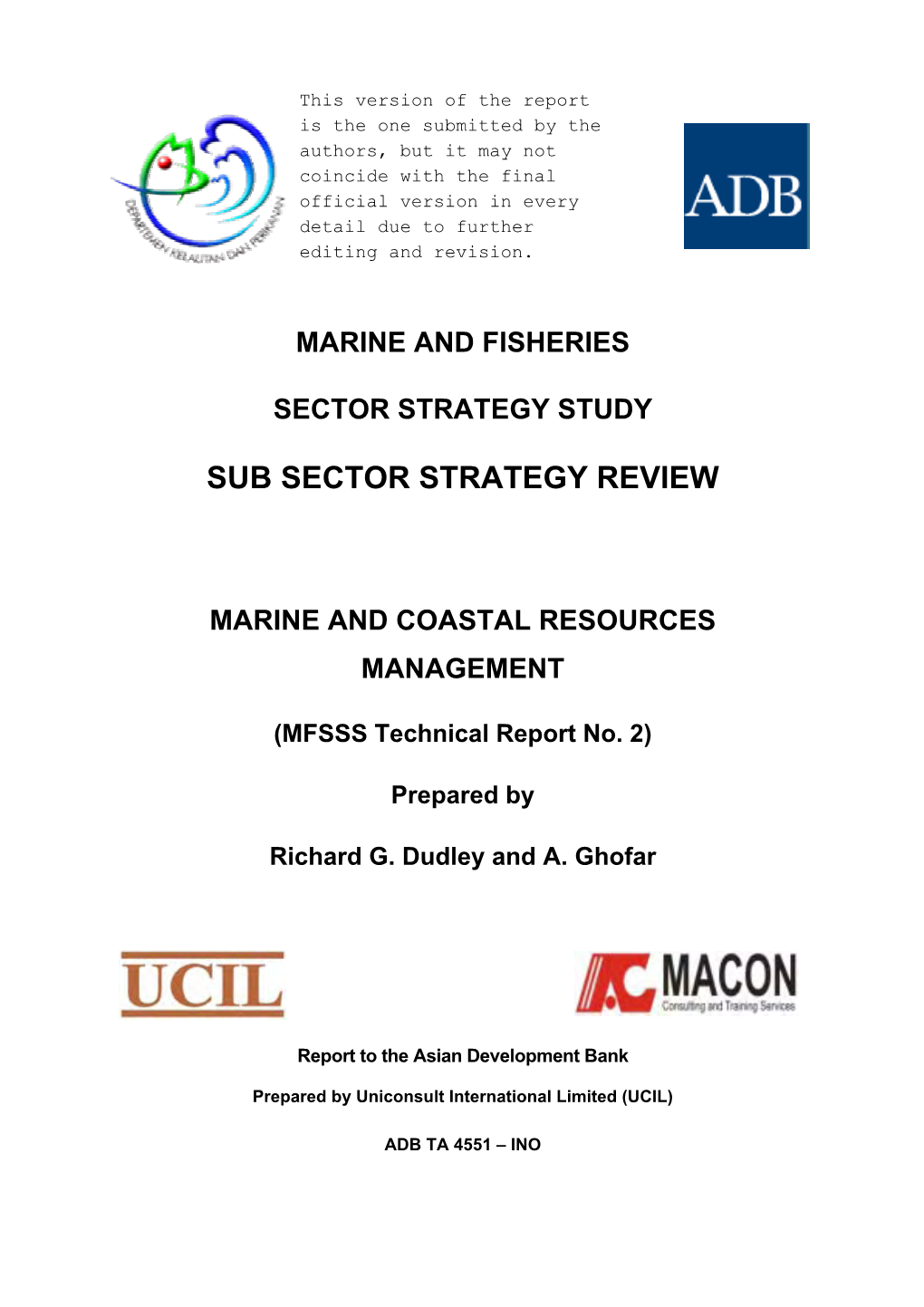 Management of Indonesia's Marine and Coastal Resources