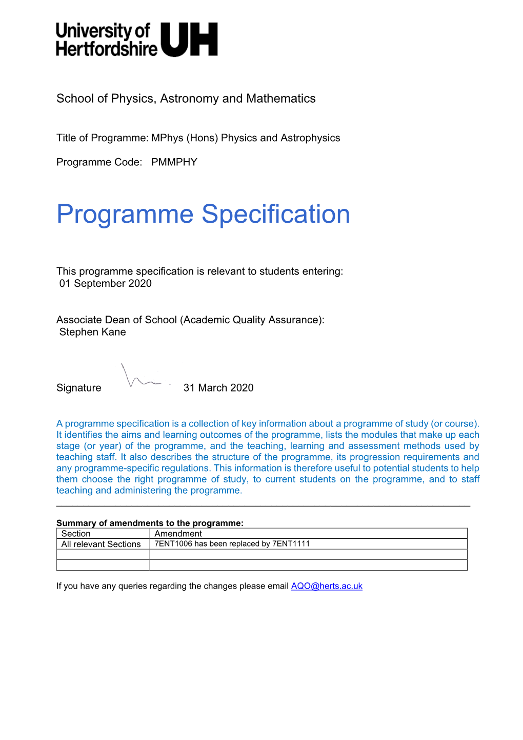 Programme Specification