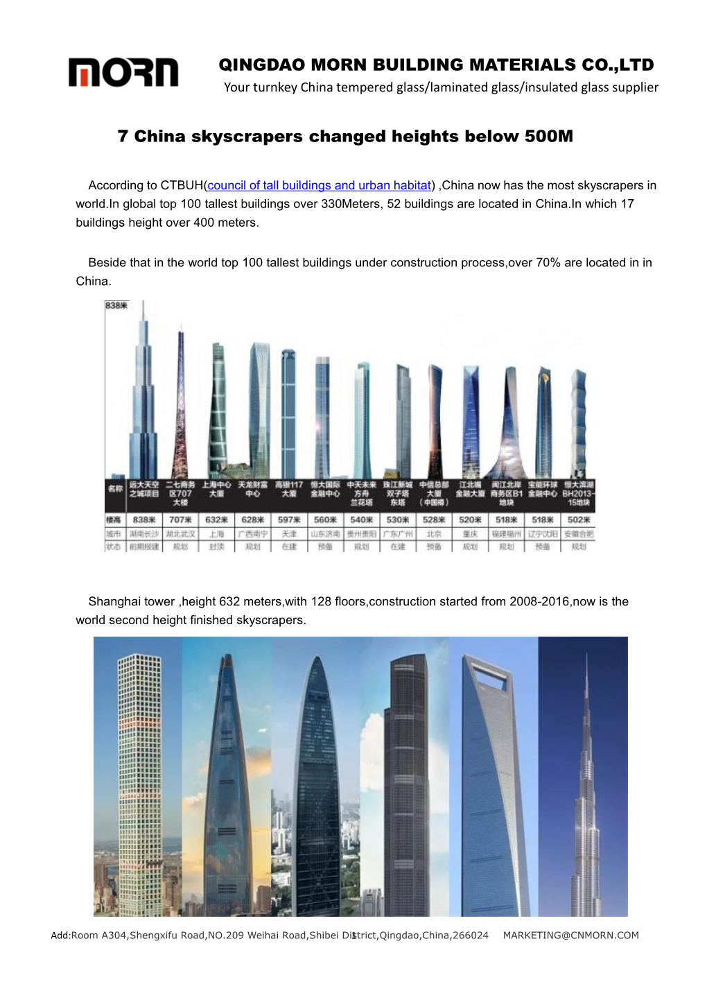 7 China Skyscrapers Changed Heights Below 500M