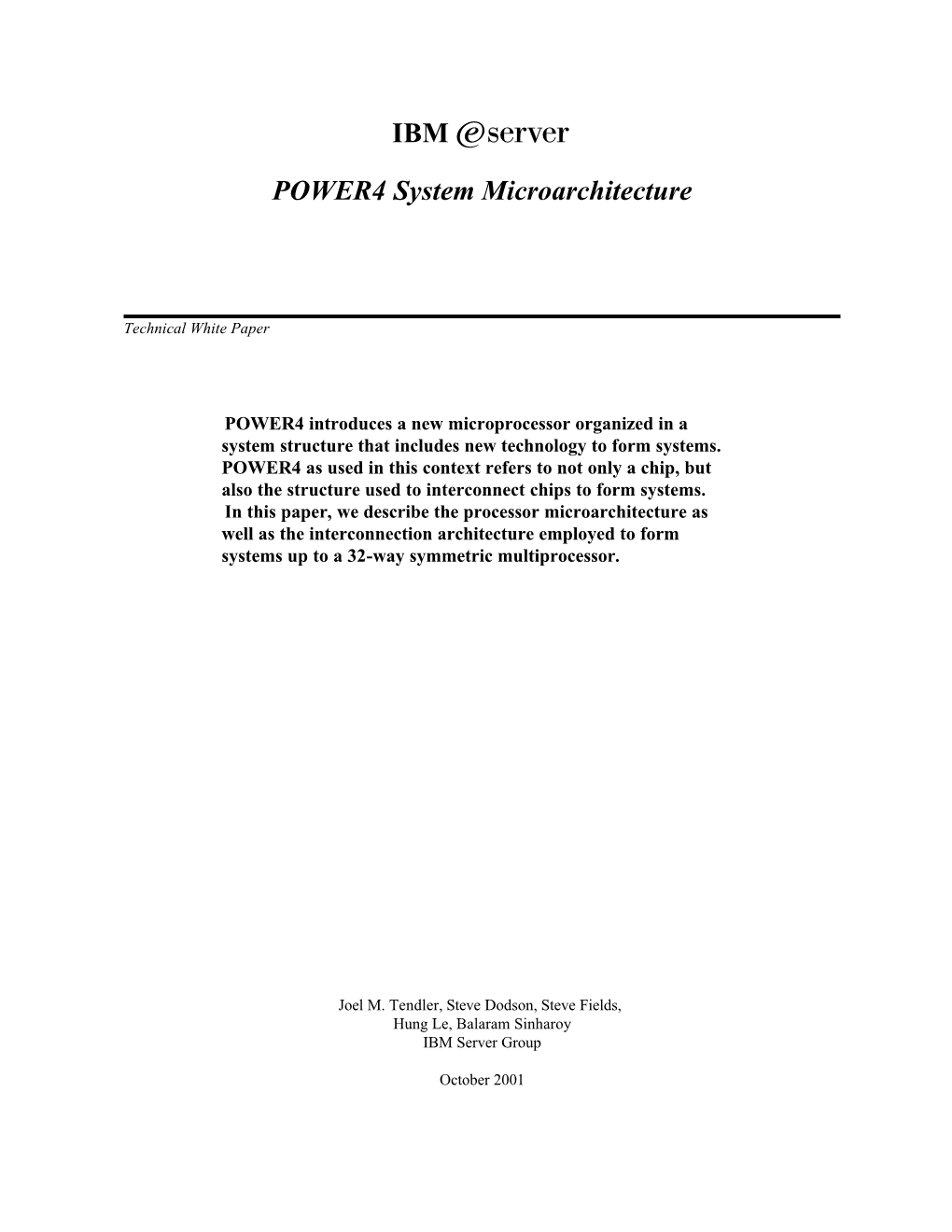 POWER4 System Microarchitecture