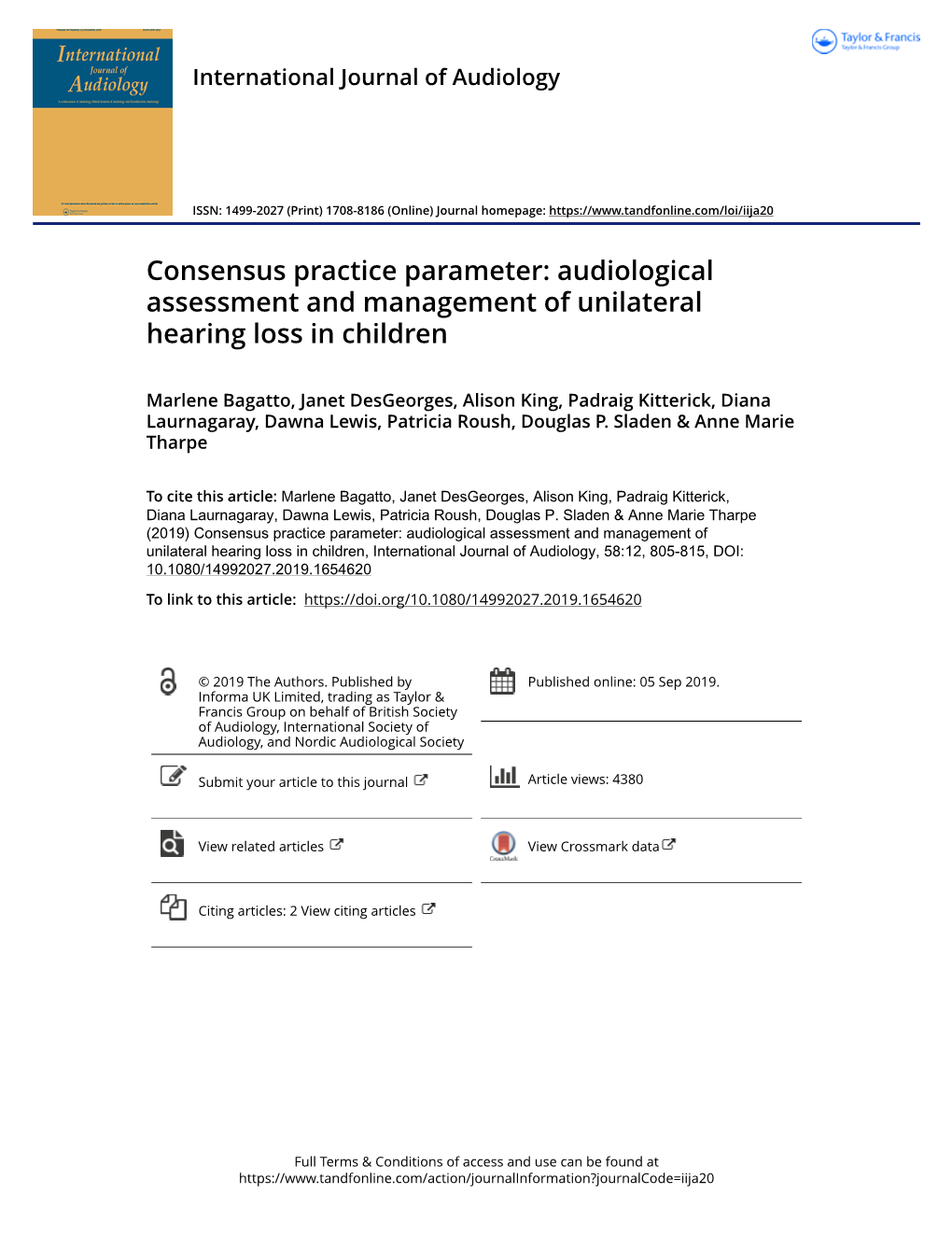 Audiological Assessment and Management of Unilateral Hearing Loss in Children