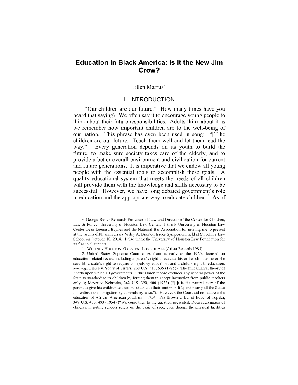 Education in Black America: Is It the New Jim Crow?