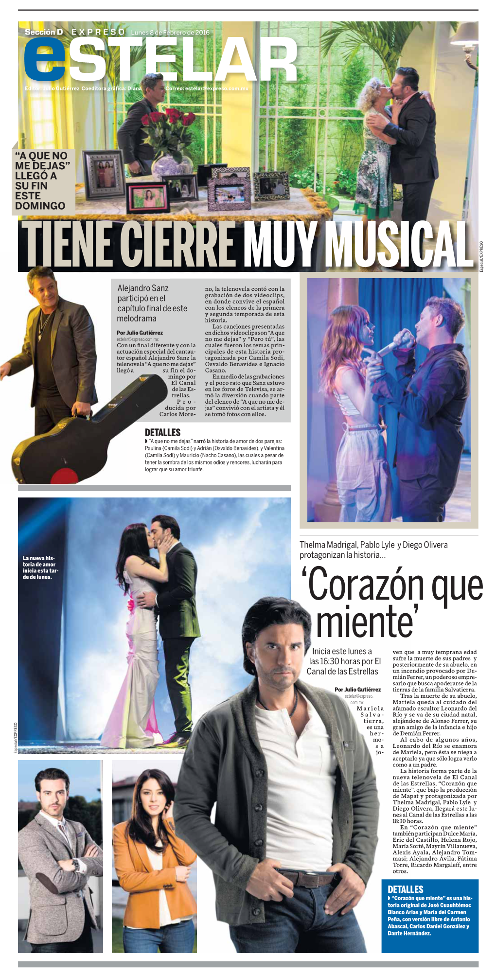 A QUE NO ME DEJAS” LLEGÓ a SU FIN ESTE DOMINGOTIENE CIERRE MUY MUSICAL Especial/EXPRESO