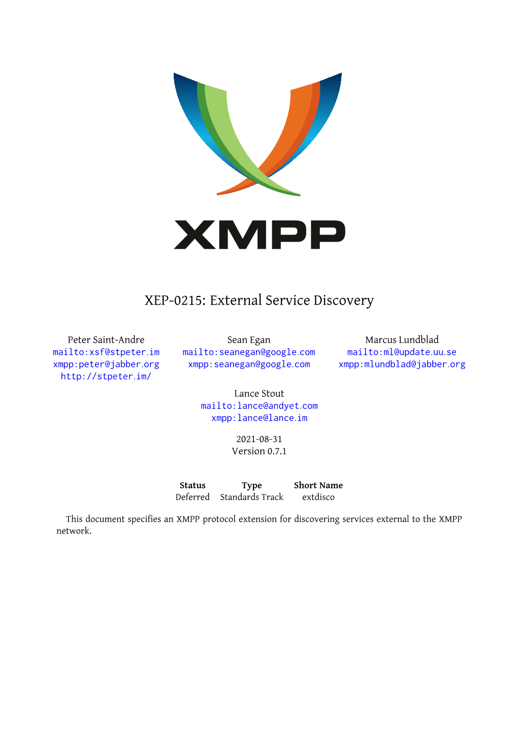 XEP-0215: External Service Discovery