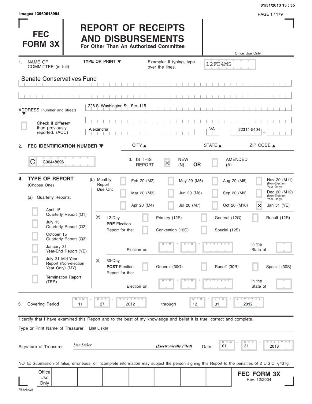 Report of Receipts and Disbursements