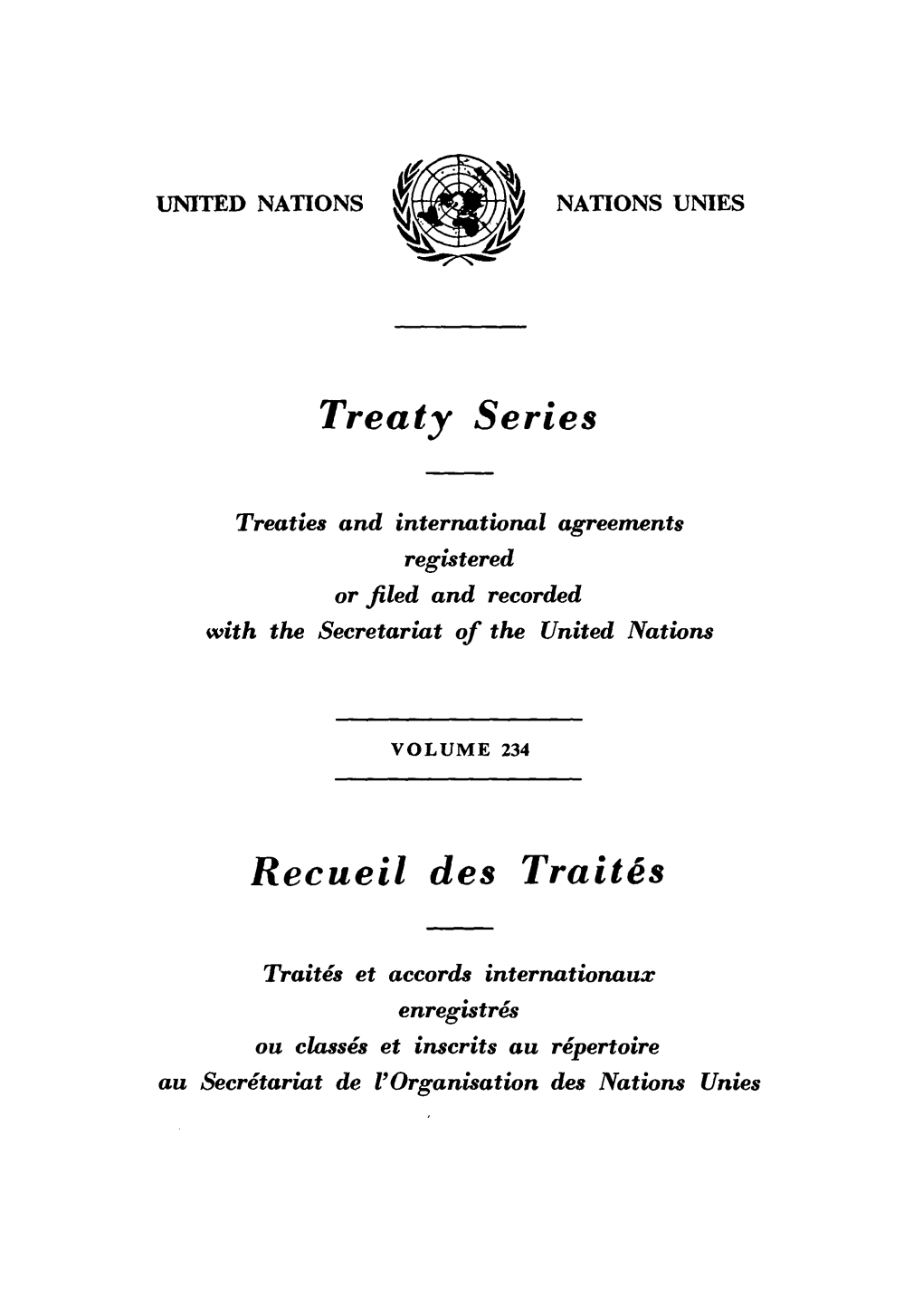 Treaty Series Recueil Des Traites