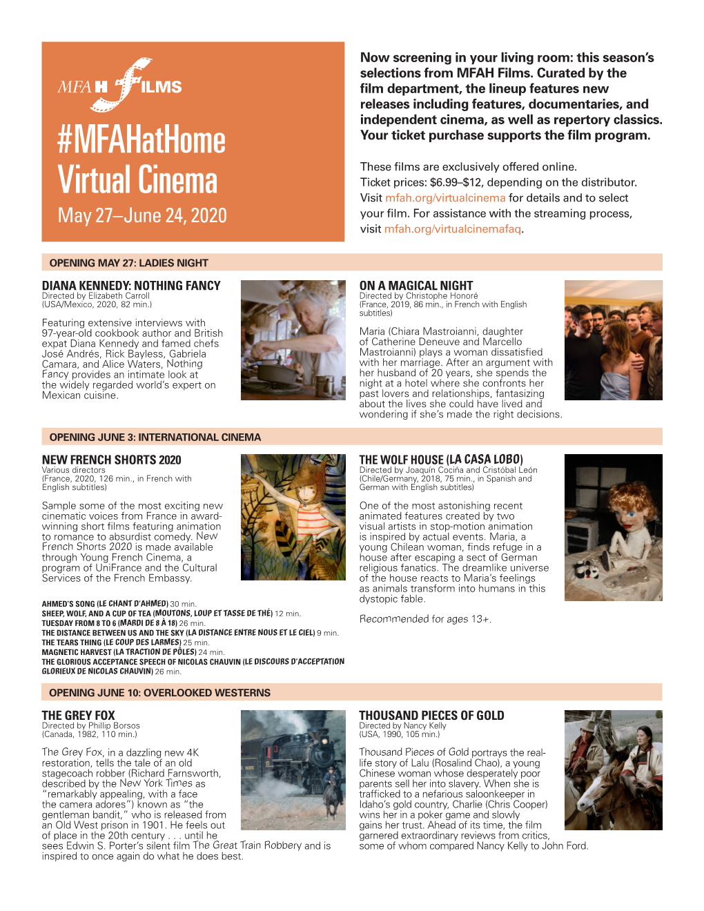 Mfahathome Virtual Cinema (Cont.) May 27–June 24, 2020