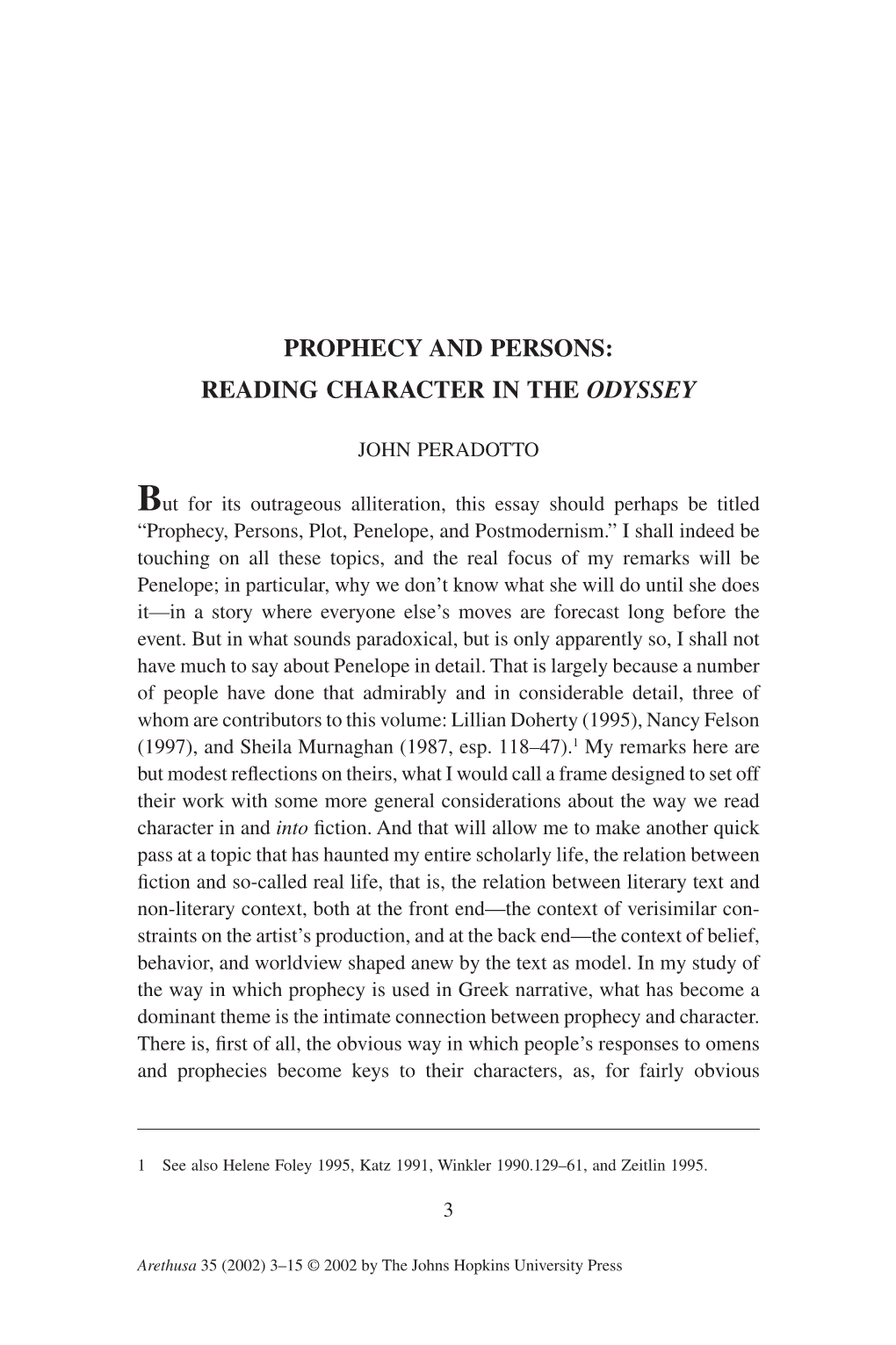 Prophecy and Persons: Reading Character in the Odyssey