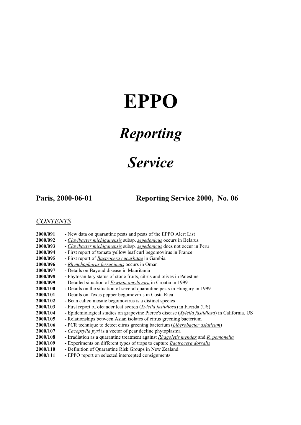 Reporting Service 2000, No