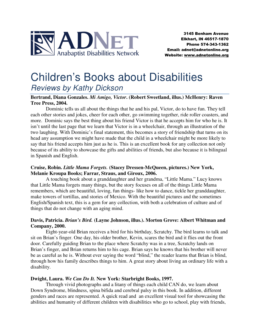 Children's Books About Disabilities