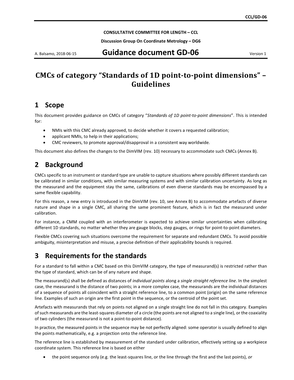 Cmcs of Category “Standards of 1D Point-To-Point Dimension”