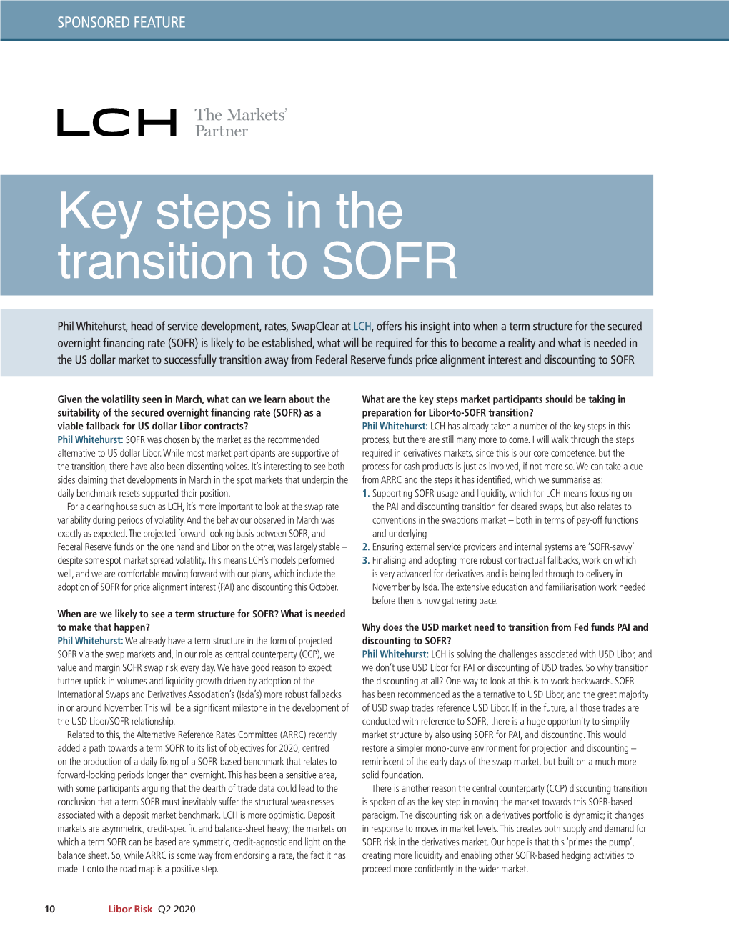 Key Steps in the Transition to SOFR